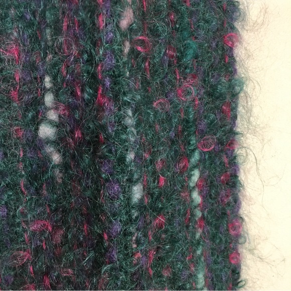 Fuzzy Dark Teal & Magenta Winter Scarf, Pre-Loved - Picture 2 of 3